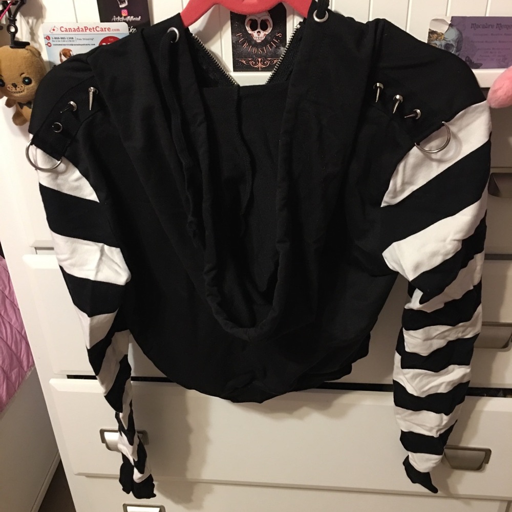 Widow Striped Zip-Front Hoodie - Picture 3 of 6